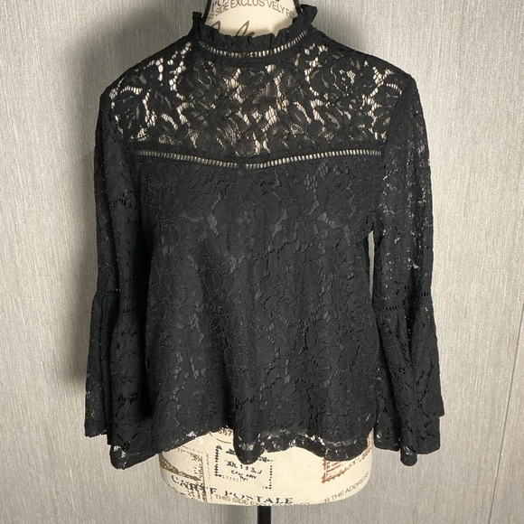 BB Dakota Black Lace Blouse Size Small - Picture 12 of 12